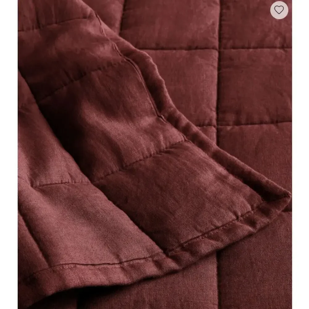 Quince KING Linen Box Quilt Burgundy California King NO Shams NEW